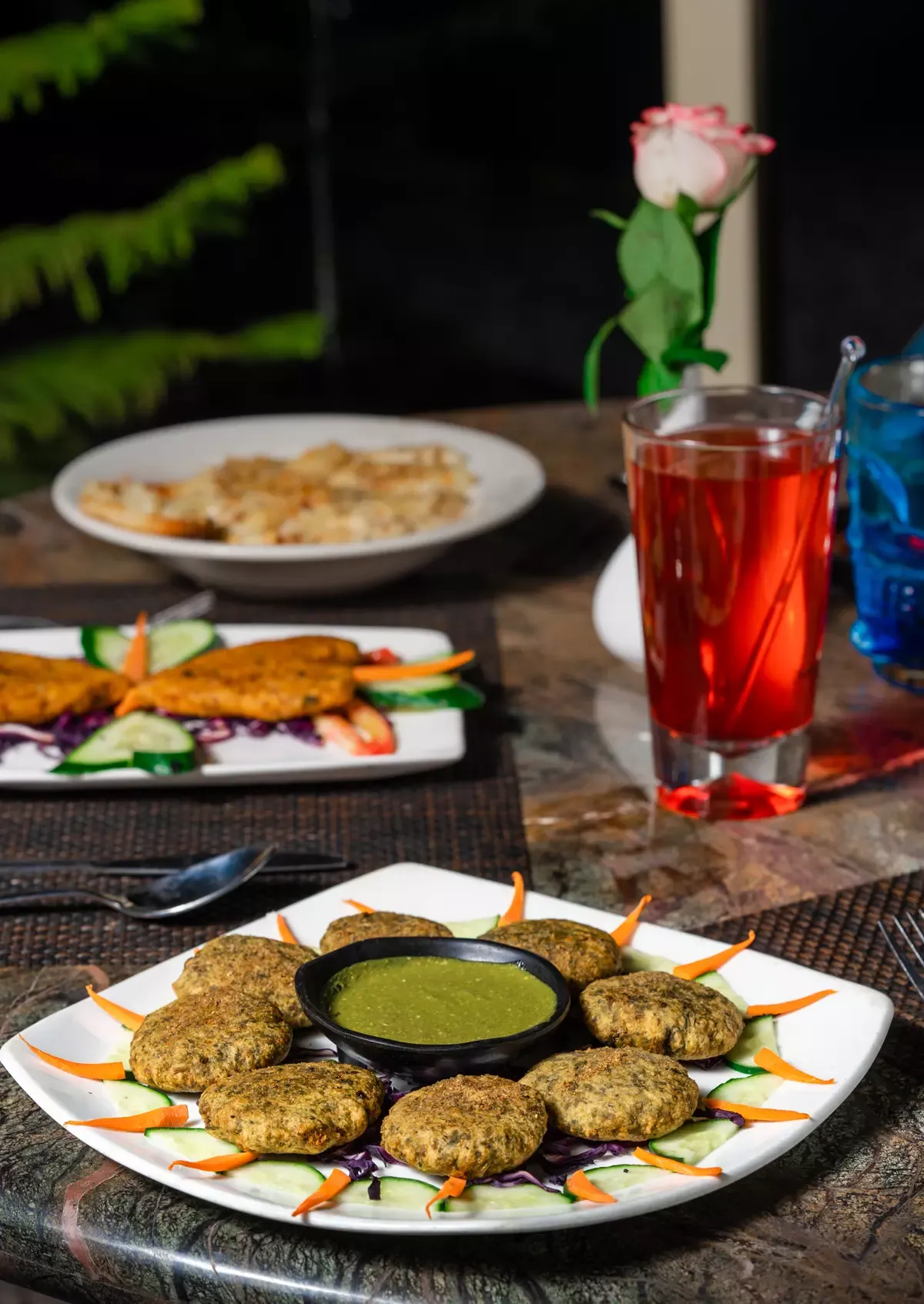 Vegetarian kebabs with a cooler
